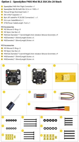 SpeedyBee F405 Mini Flight Controller BLS 35A Mini V2 20x20 4-in-1 ESC Stack for RC FPV Racing Drone