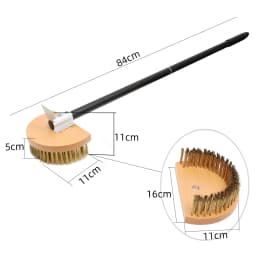 Pizza Oven Brush Copper Stove Brush Bristle Brass Wood Long Handle Grill Cleaning Oven Brush for Small Oven Kitchen Tool
