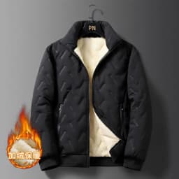 Men's Thickened Fleece Lined Cotton Jacket Stand Collar Autumn Winter Warm Windproof Large Size Casual Cleanfit Long Sleeve Coat