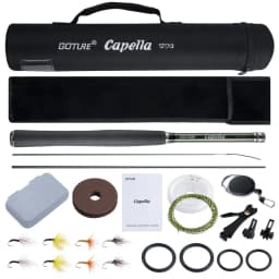 Goture 12FT Classical Tenkara Fly Fishing Rod Combo Super Light Portable IM8 Carbon Fiber Trout Rod With Flies Line Lures Set