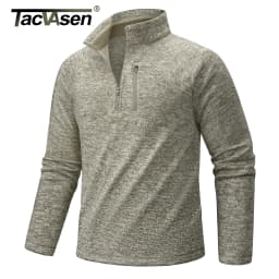 TACVASEN Men's Quarter Zip Pullover Long Sleeve Thermal Fleece Sweater Lightweight Casual Golf Sweatshirt with Zipper Pocket