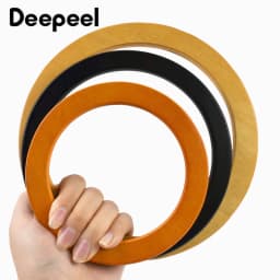 2Pcs Deepeel Wooden O Ring Bags Handles Round Wood Handle for Handbag Strap Purse Frame DIY Sewing Brackets Bag Accessories