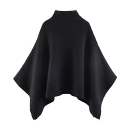 HH Women's New Fashion Versatile Solid Stand Collar Knitted Cape Coat Female Casual High Street Asymmetric 3-Colors Jacket Mujer