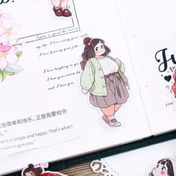 18pcs Cute Chubby Characters Stickers for Stationery Decoration Girl Stationery,Waterproof and Cute Journals and Notebooksks