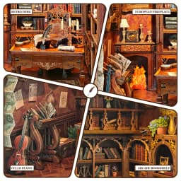 DIY Book Nook Shelf Insert Time Book House Bookend Wooden Miniature Model Kit with Lights Bookshelf for Friends Birthday Gifts