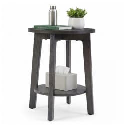 JHK Wood Round Side Tables Coffee Table For Living Room 2-Tier Center Counter with Storage Shelf Bedside Nightstand with Non-Slip Pads
