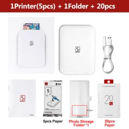 HPRT Portable Photo Printer Pocket 2x3 inch Size Wireless Zink Technology Print 2x3 Sticky-Backed Photos Maker with Papers Case