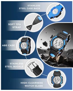Socico Digital Watch for Kids, Waterproof LED Lights Luminous Watches, Children Wristwatch Boys Students Electronic Wrist Watch