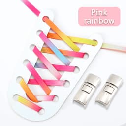 Rainbow Elastic Laces Sneakers Flats Cross buckle No Tie Shoelaces Adults Kids Fashion Glitter Rubber Shoelace Shoe Accessories
