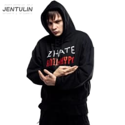 Harajuku Oversized Pullover Men's Hoodies I HATE ANTIHYPE Graphic Print Goth Hooded Sweatshirt Hip Hop Fashion Clothing Y2k Tops