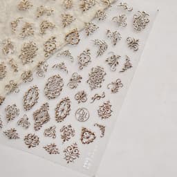 Elegant Gold Scepter 5D Nail Art Stickers Gorgeous Gemstone Luxury Courtly Pattern Necklace Frame Self Adhesive Manicure Decals
