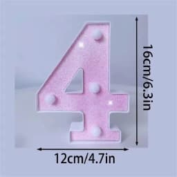 1PC 16cm Pink Glitter LED Letter&Number Lights Battery Powered Decorative Lights For Wedding,Proposal,Birthday,Party,Photo Props
