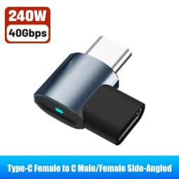 240W USB C to C Adapter 40Gbps 8K 60Hz 90 Degree Converter Type C Adapter for MacBook iPhone 15 16 17 Pro Tablet High Transfer