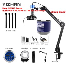Yizhan 2K/4K HD Digital Microscope For Soldering HDMI USB VGA Camera 215X 180X 150X 130X Zoom Lens IMX415 IMX327 IMX678 Sensor