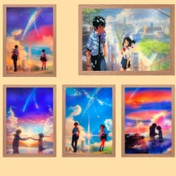 INS Anime Your Name Led Night Light Painting,USB Plug-in 3-colors Lighting Starry Sky Table Lamp Mood Lamp Couple Special Gift