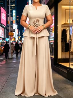 Mlaiscsr 2 Piece Women's Set Elegant Peplum Blouse and Palazzo Pants Suit Perfect for Cocktail Parties Proms Formal Events 2026