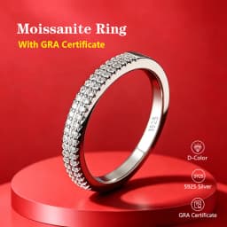 New Women's 1.0-5.5mm Full Moissanite Ring Shiny Wedding Eternal Ring 100% S925 Pure Silver Jewelry Classic Party Ring