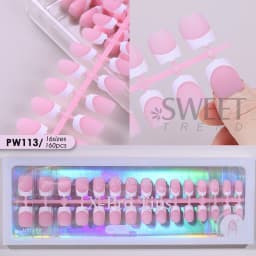 150/160pcs Nude Pinkish Matte Press On Nail Tips Short Square Round Coffin Artificial Fake Nail French Design Frosted Full Cover
