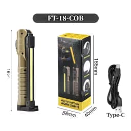 USB Rechargeable LED Work Light 1000 Lumens COB Lantern with Power Capacity Indicator Handled Flashlight for Outdoor Car Repair