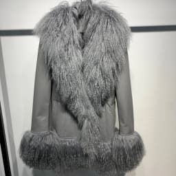 Sheep Collar Coats Women Winter Luxury Mongolian Fur Leather Jackets with Long Sleeve 7251