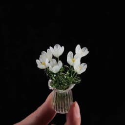 1Set Dollhouse Simulation Mini Flowers Handcrafted Floral Sculpture Floral Bouquet With Vase Lifelike Glass Flowers Gift