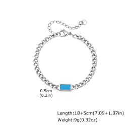 Vnox 5/7mm Width Adjustable Chain Bracelet for Men, Stainless Steel Acrylic Six-Sided Polished Jewelry Gift for Husband Son Him