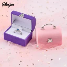 1 Piece Small Jewelry Box Velvet wedding Ring box Necklace Display Box Cute Bear Gift box Container Case for Jewelry Packaging
