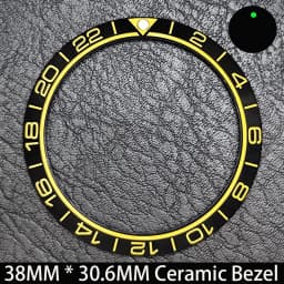 Sloping 38mm * 30.6mm Ceramic/Aluminum Blue Luminous Bezel GMT and Diving Watch Insert Fit for 40mm Watch Case Replacement Watch