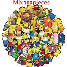 9-100pcs Cartoon Shoe Charms Set For Classic Clog Sandal Garden Shoes Decoration Accessories Buckle Friends Gifts