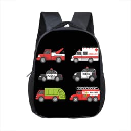 Cartoon Police Car Fire Engine Excavator Print Backpack Children Truck Kindergarten Bags Toddler Diaper Book Bag Schoolbags