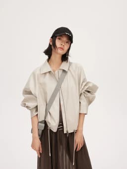Lautaro Spring Autumn Green Short Pu Leather Jacket Women with Zipper Luxury Designer Clothes Loose Casual Korean Fashion 2026