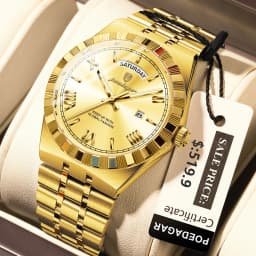POEDAGAR Luxury Top Watch For Man Classic Week Date Waterproof Luminous Men Wristwatch Stainless Steel Quartz Men's Watches Male