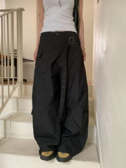 Stylish Loose Wide Leg Casual Pants Simple Elegant Layering Fake Two-Piece Design Street Retro Feel High Waist Straight Leg