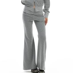 Polka Dot Flare Pants Striped Folds Cuffs High Waist Loose Fit Trousers Women Casual Yoga Lounge Pants Back to School Teen Girls