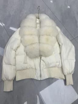 Winter Natural Big Fur Collar Down Jacket Women 90 White Duck Down Zipper Parker Outwear Female Warm Thick Quilted Cotton Jacket