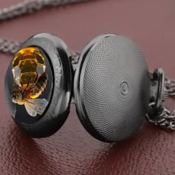 Hardworking Bee Dome Pocket Watch Arabic Numerals Dial Vintage Women Necklace Pendant Clock Men Kids Watch Relojes De Bolsillo