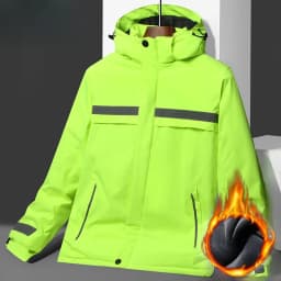 High-Speed Reflective Thickened Cotton Jacket Men's Fleece-Lined Printed Workwear Winter Outdoor Style Removable Hat Business...