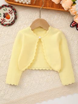 Baby Girl's Spring Elegant and Sweet Solid Color Knitted Shawl with Lace Design Adds a More Gentle Touch