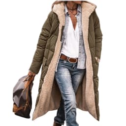 Women Autumn Winter Parkas Solid Color Long Sleeve Hooded Zippers Pockets Warm Casual Fashion Comfortable Regular Standard Fit
