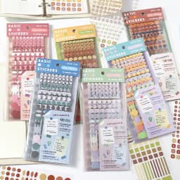 12 sheets Korean style artistic dots alphanumeric markers die-cutting sticker DIY handmade materials scrapbook decorative sticke