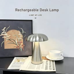 Retro Mushroom Table Lamp LED Touch Control 3 Color Dimming Rechargeable Night Light Coffee Bar Restaurant Desktop Decor Lamp