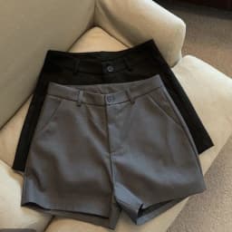 High Waist Black Suit Short Pants Women's Spring Summer Outdoor Wear Grey A- Line Wide Leg Slimming Casual Thermal Pants 2025