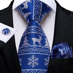 Blue Green Christmas Men tie Set with Handkerchief Cufflinks Wedding Prom Groom Accessories Perfect Gift for Men