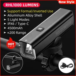 ROCKBROS Bicycle Light 1000LM Type-c Charging Bike Light Front Lamp Rechargeable Cycling Headlight Aluminum Waterproof RHL1000