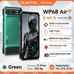 Global Version OUKITEL WP68 Air 5G Rugged Smartphon Android 16 6.88" HD+Display 36GB (12+24)+512GB 8000mAh 64MP NFC Mobile Phone