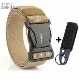 Luxury Metal Quick Release Pluggable Buckle Elastic Belt For Men Durable Tactical Belts Cowboy Outdoor Stretch Army Belt Hunting