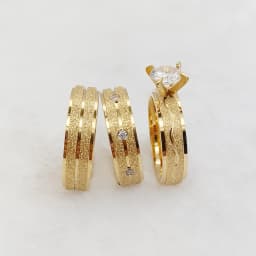 3pcs Wedding Engagement Rings Bridal Sets For Men and Women Anniversary Love Alliance Couple Bands 18k Gold Plated Jewelry