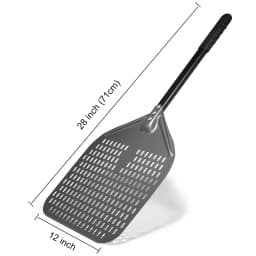 12" Hard Anodized Perforated Pizza Peel Rectangle Pizza Turning Shovel Set Aluminum Pizza Peel Paddle 40cm Long Silicone Handle