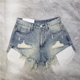 2026 New Ripped Rough Edge Design High Waist Denim Shorts Wide Leg Shorts Women