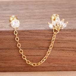 Stainless Steel Gold Color Chain Dangle Drop Earrings for Women Zirconia Pendant Clip Earring Vacation Party Jewelry Accessories